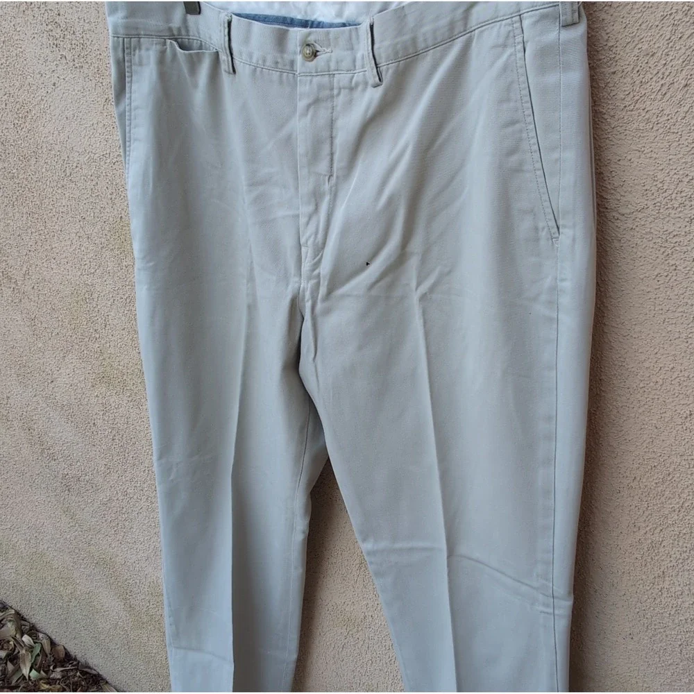 Polo Ralph Lauren Mens 38x32 Khaki Chino Pants Flat Front Cotton Twill Trousers